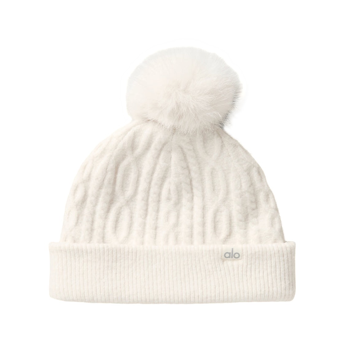 A0809U (W) Alo Yoga Cable Knit Winter Bliss Beanie Ivory