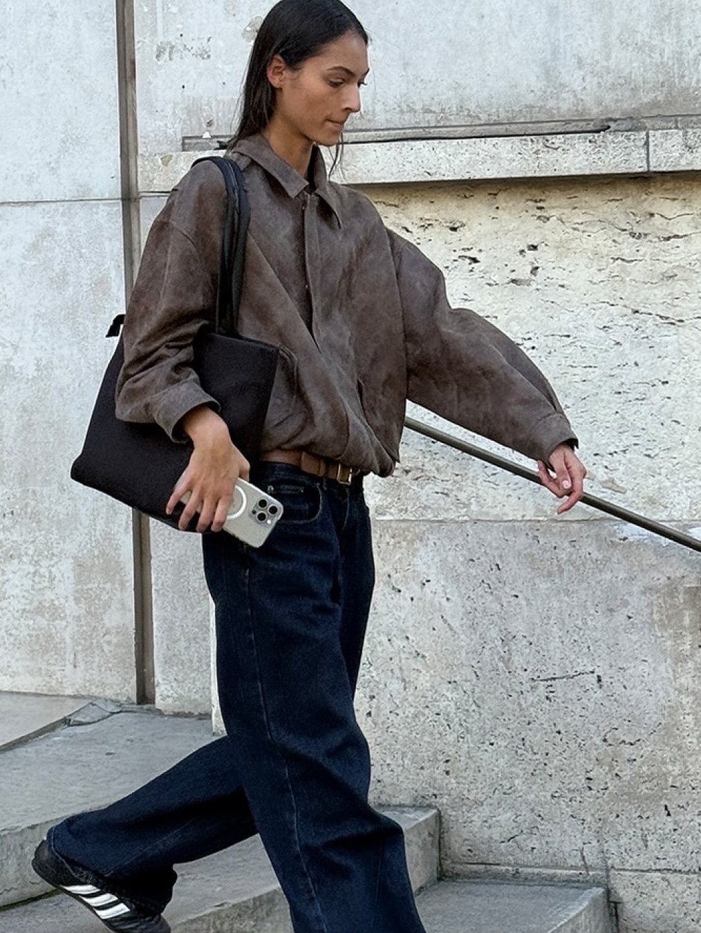 Levi's Silvertab Baggy Carpenter Jeans Dark Indigo, (W) Adidas Taekwondo Lace Core Black Cloud White 착용 스타일 - 4