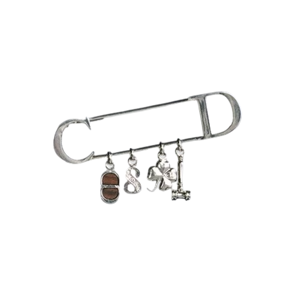 디올 노크 온 우드 브로치 피니쉬 브래스 산토스 우드 앤 크리스탈 실버 화이트(Dior Knock On Wood Brooch Finish Brass Santos Wood And Crystals Silver White) - 1