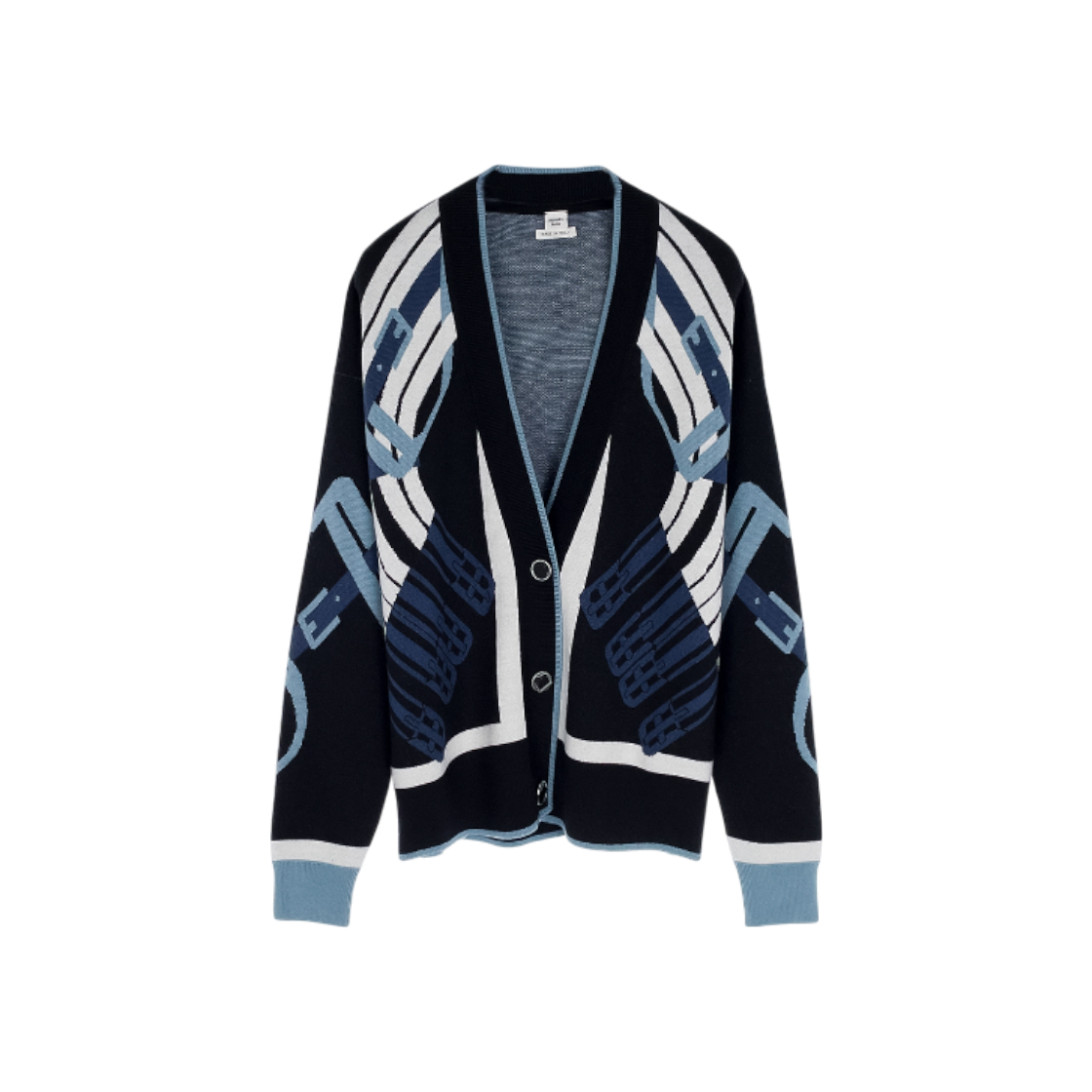 IT2GDKJQBG2C Hermes 24FW Morus Jouet Long Sleeve Cardigan 36 Black/Blue