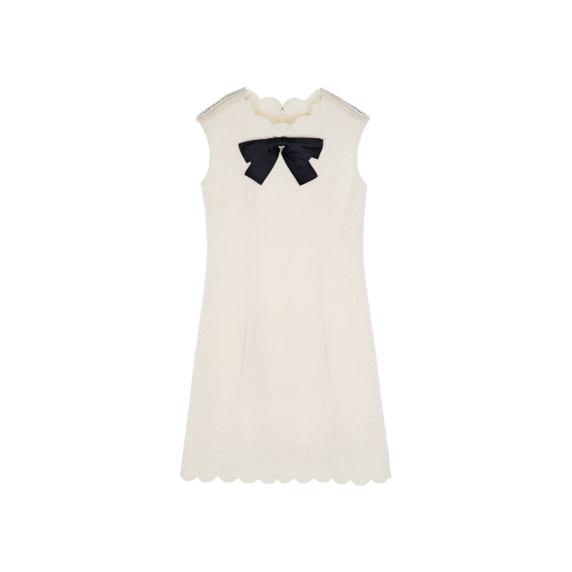 ITEPI2BCC8T4 Chanel 20K Sleeveless Tweed Dress 36 Ivory