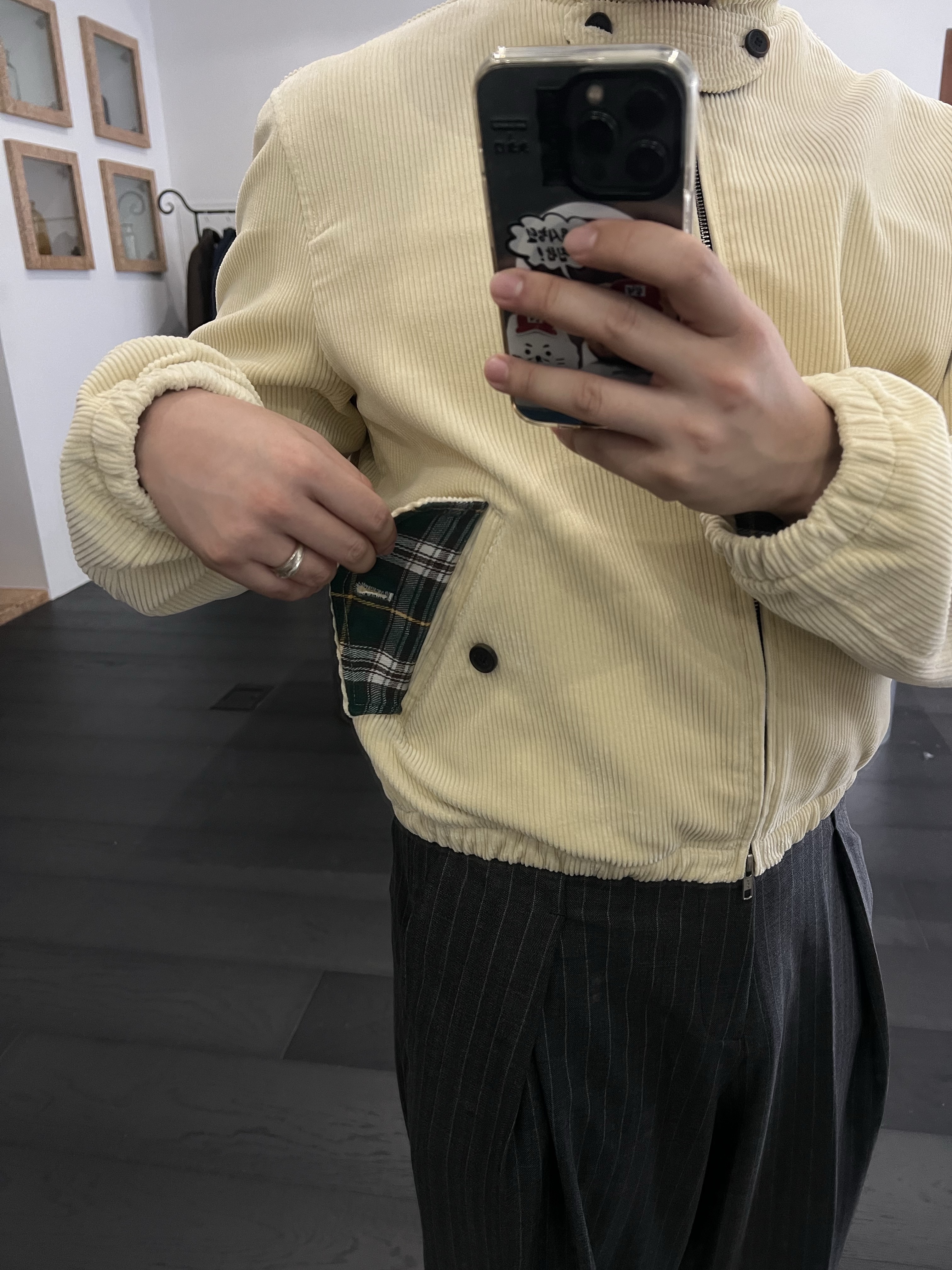 STU Strap Corduroy Jacket Ivory 착용 스타일 - 4