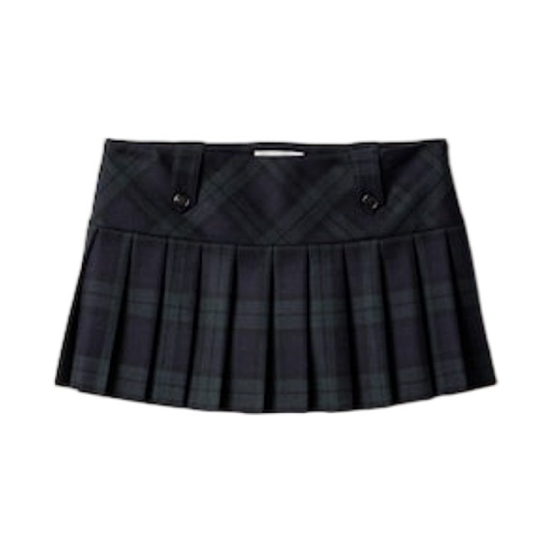 MG2534-17V7-F0D3Z (W) Miu Miu Pleated Checked Twill Miniskirt Blue Green