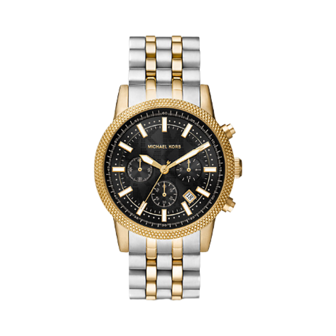 마이클 코어스 오버사이즈드 허튼 쿼츠 크로노그래프 43mm 스테인리스 스틸 투톤(Michael Kors Oversized Hutton Quartz Chronograph 43mm Stainless Steel Two Tone)