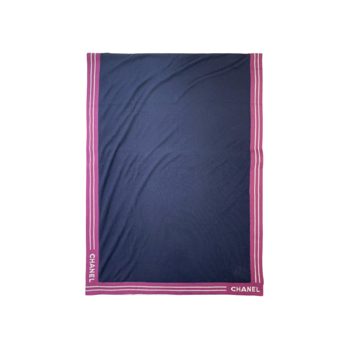 ITGOGAOA4I43 Chanel Logo Scarf in Navy, Purple