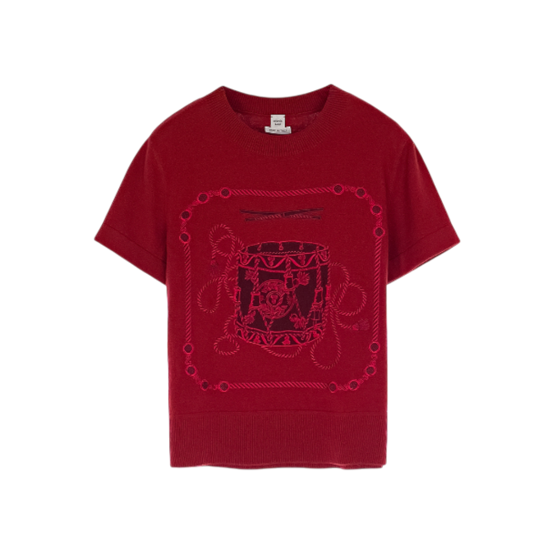 ITOQSCV7TA7R Hermes Le Tambour Embroidered Short Sleeve Sweater 38