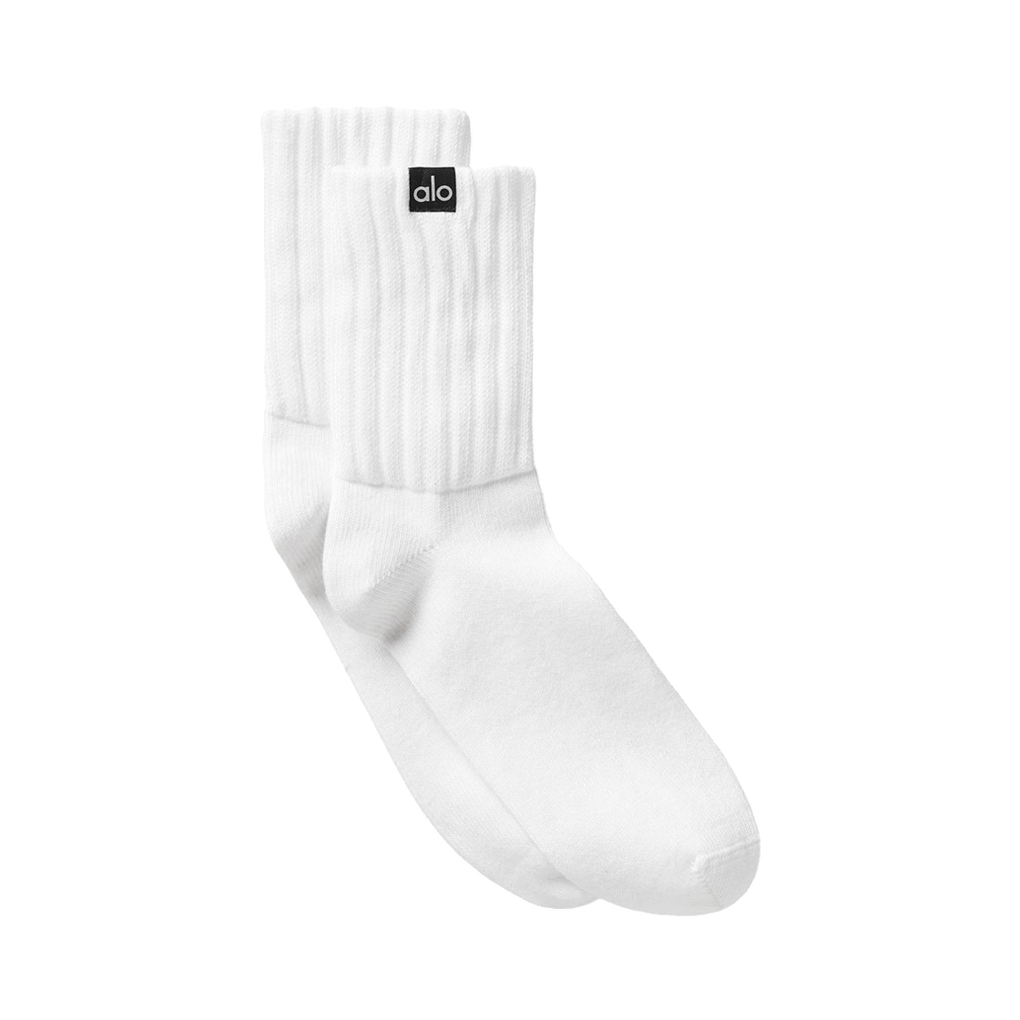 A0838U Alo Yoga Unisex Half Crew Scrunch Sock White