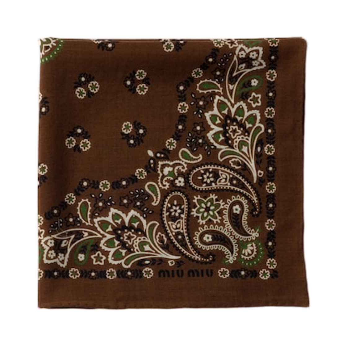 5FF004-2ID9-F0244 (W) Miu Miu Printed Wool and Cashmere Scarf Tundra