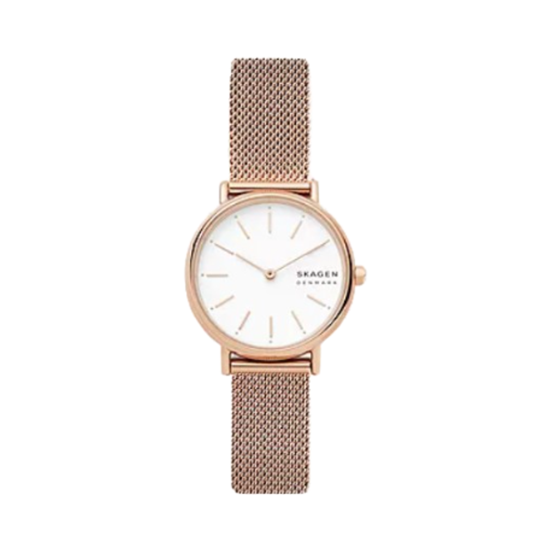 스카겐 시그니쳐 릴리 슬림 쿼츠 투핸드 30mm 화이트 스테인리스 스틸 메쉬 로즈 골드(Skagen Signature Lille Slim Quartz Two-Hand 30mm White Stainless Steel Mesh Rose Gold) - 1
