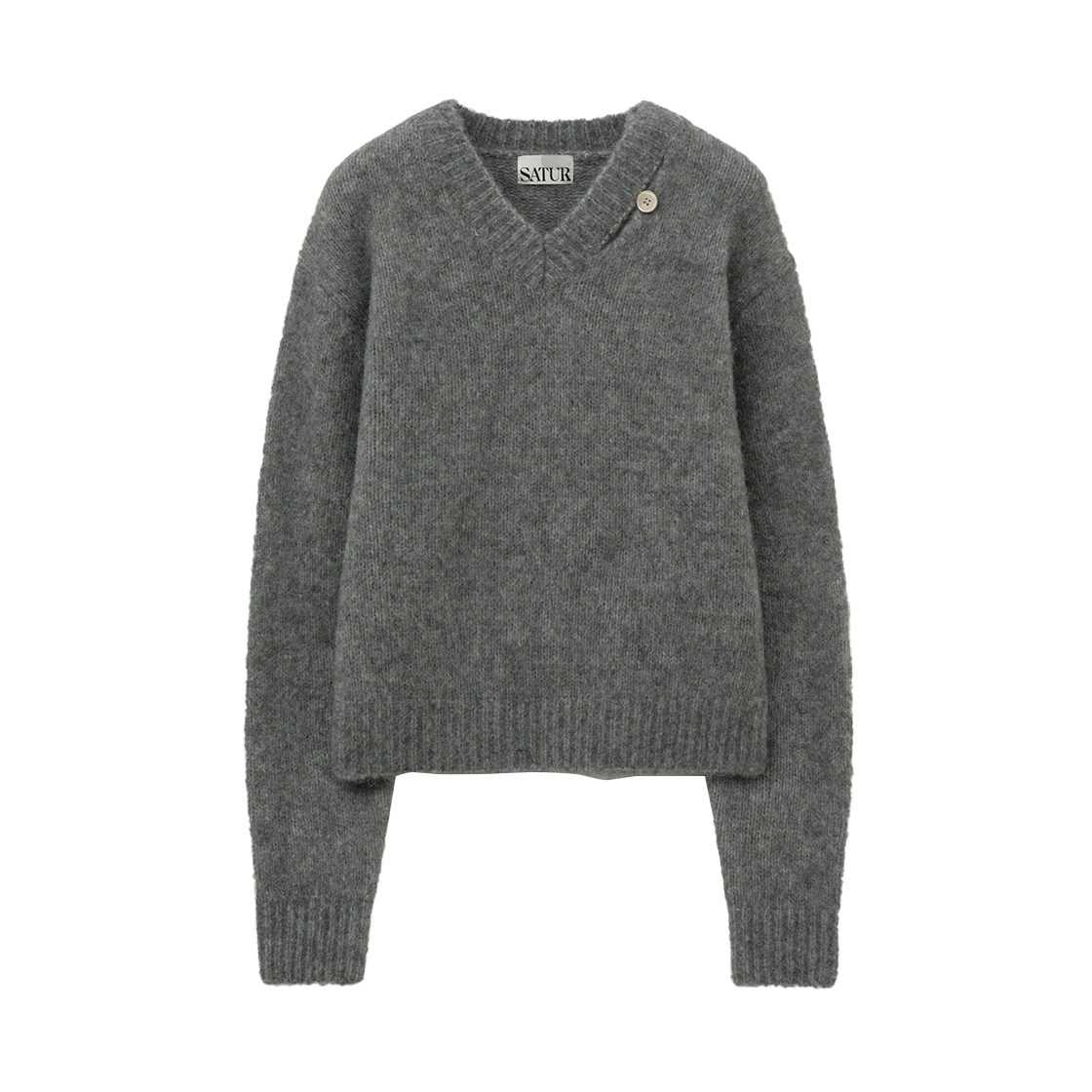 SA254WKT18MGY0 SATUR W Essen Two Tone Mohair Blend Knit Melange Gray