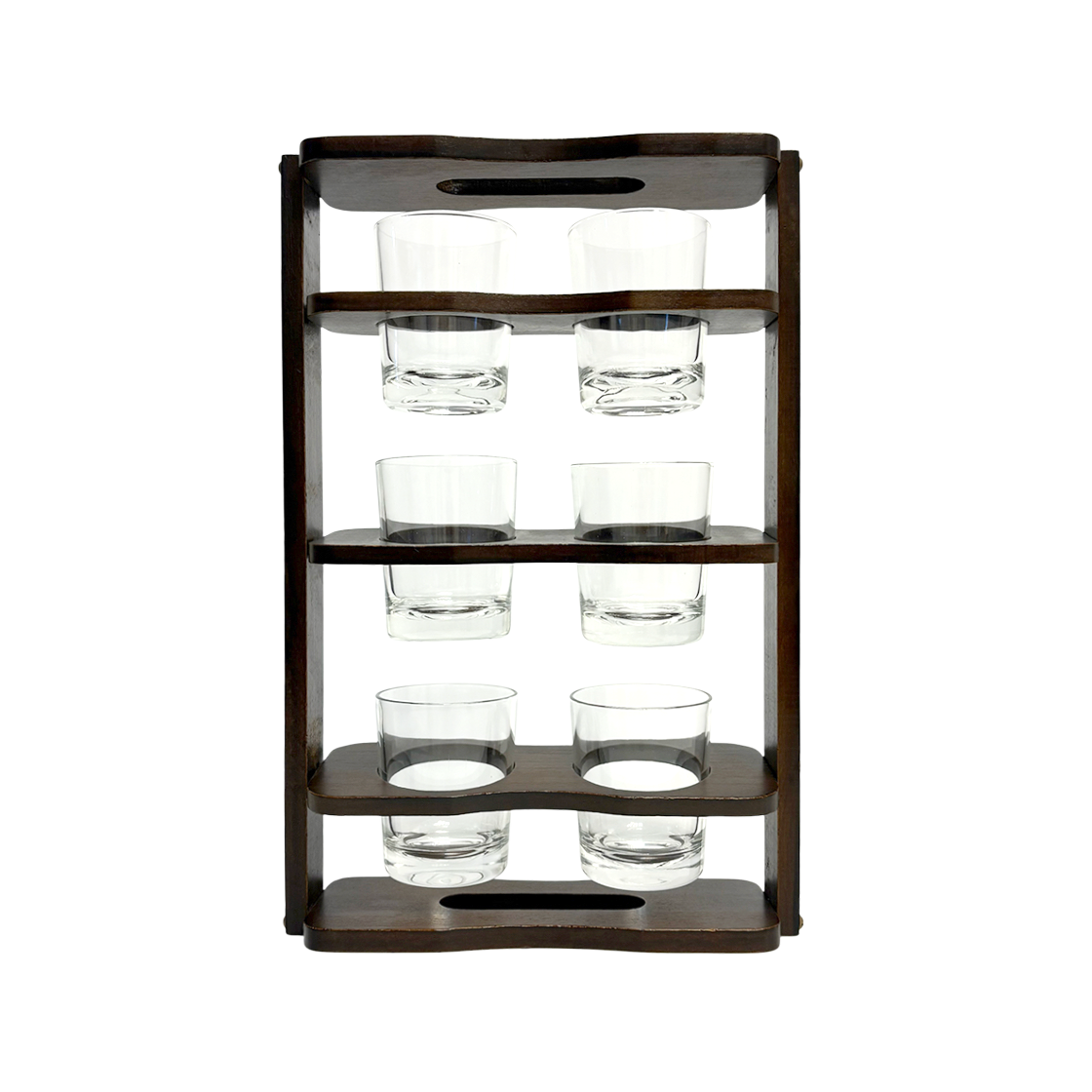 1970’s france reims glass & wood colorhouse 1970’s France Reims Glass & Wood Stander Set