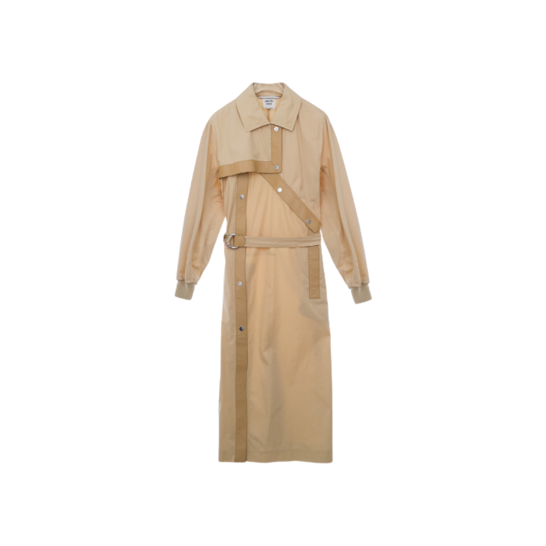 IT6VN3QFV835 Hermes 25FW Asymmetrical Leather Mix Trench Coat 36 Beige Piriotte