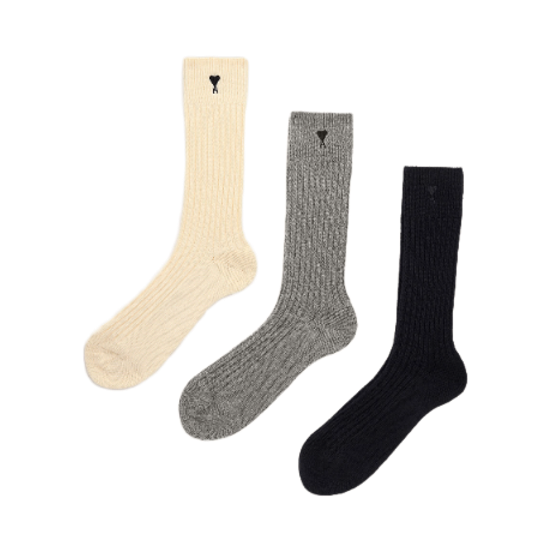 USC611-AK0007-971 AMI de Coeur Socks Off White Black (3 Pack)