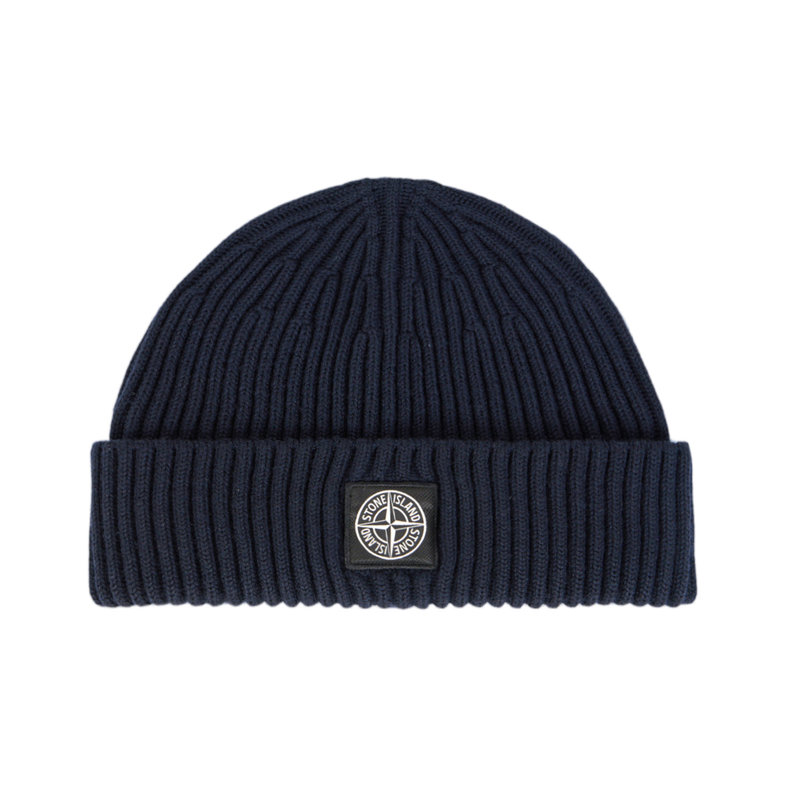 스톤 아일랜드 N100002 풀 립 RWS 울 비니 컴퍼스 로고 패치 네이비 블루 - 25FW(Stone Island N100002 Full Rib RWS Wool Beanie with Compass Logo Patch Navy Blue - 25FW)