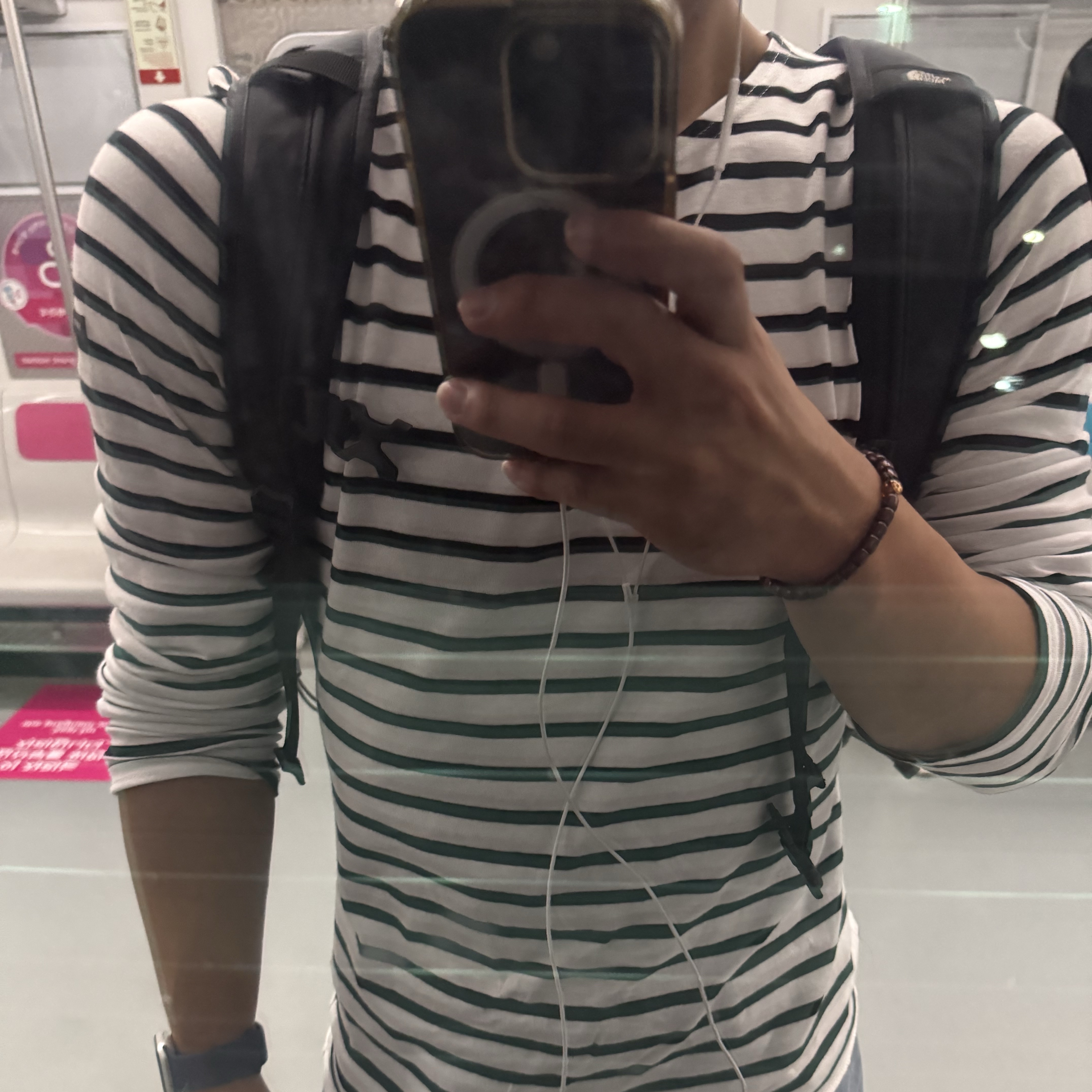 Saint James Minquiers Modern Striped Sailor Long Sleeve T-Shirt Neige Noir 착용 스타일 - 1