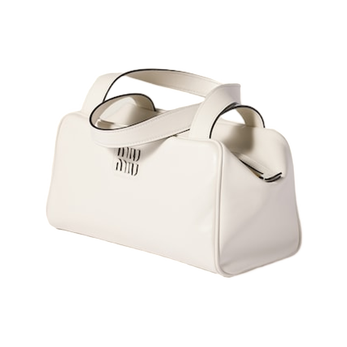 (W) 미우 미우 레더 탑 핸들 백 화이트((W) Miu Miu Leather Top Handle Bag White) - 2