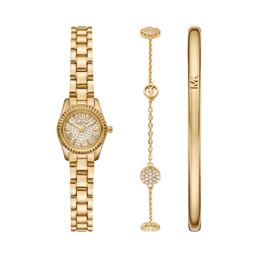 MK4944 (W) Michael Kors Petite Lexington Pave Quartz Three-Hand 13mm Watch and Jewelry Gift Set Gold