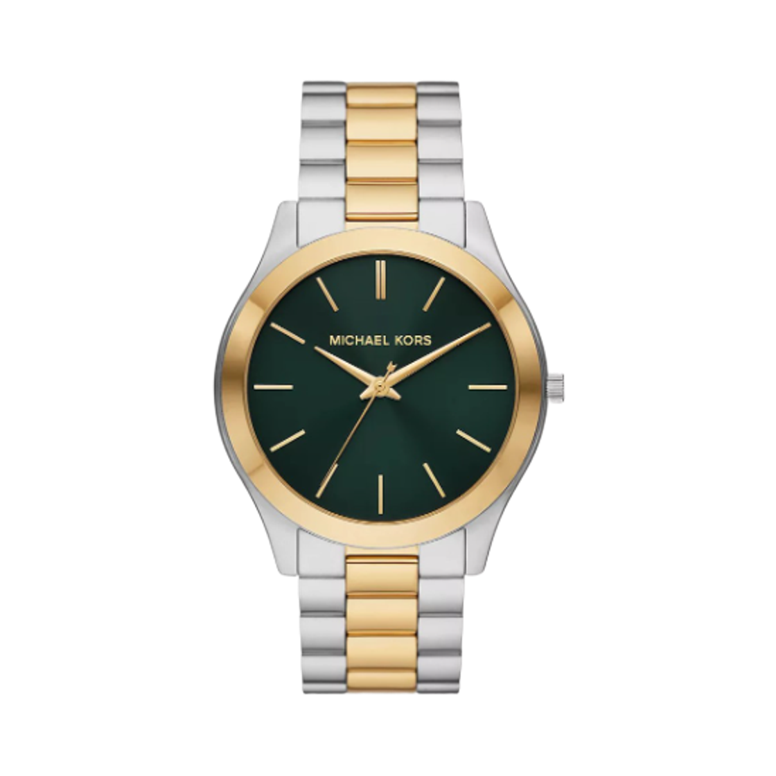 마이클 코어스 오버사이즈드 슬림 런웨이 쿼츠 쓰리핸드 44mm 스테인리스 스틸 투톤(Michael Kors Oversized Slim Runway Quartz Three-Hand 44mm Stainless Steel Two Tone)