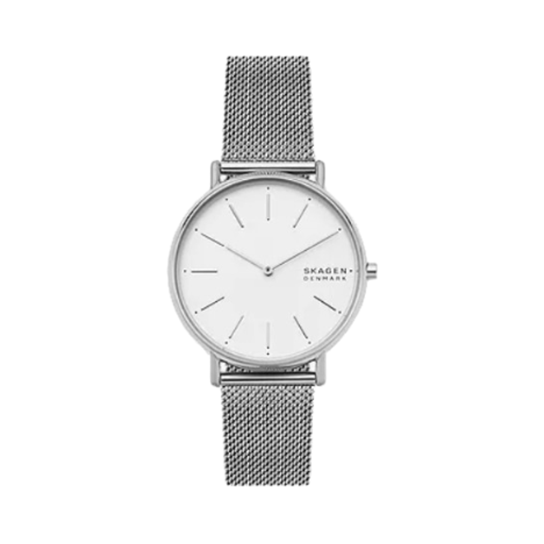 스카겐 시그니쳐 쿼츠 투핸드 38mm 화이트 실버 스테인리스 스틸 메쉬 실버(Skagen Signature Quartz Two-Hand 38mm White Silver Stainless Steel Mesh Silver)