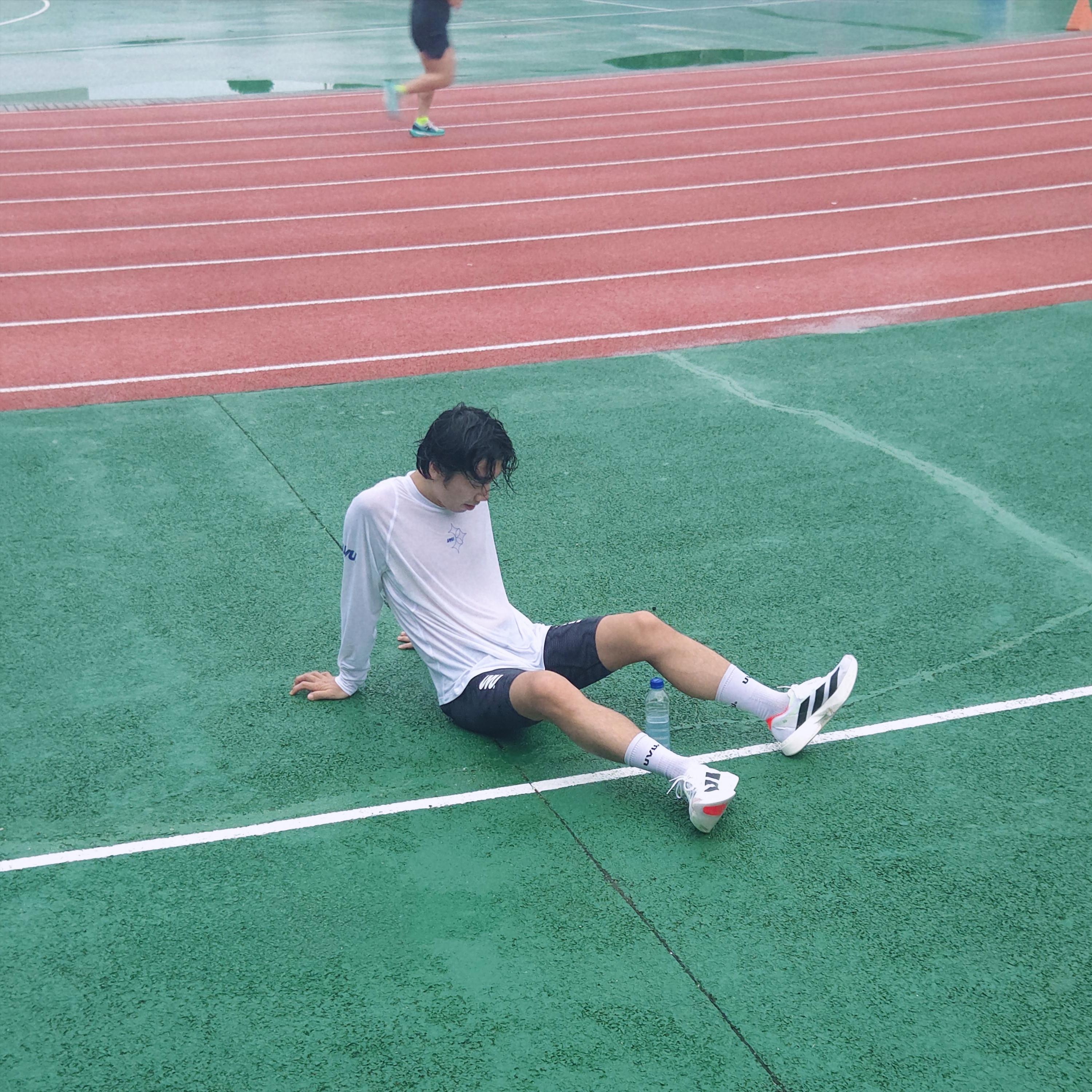 UVU Dolomiti L/S Running Top White, UVU Half Tight 2.0 Black 착용 스타일