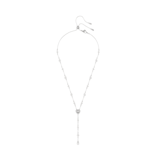5720855 (W) Swarovski x Ariana Grande Y Necklace Mixed Cut Crystal Pearl Heart White Rhodium Plated
