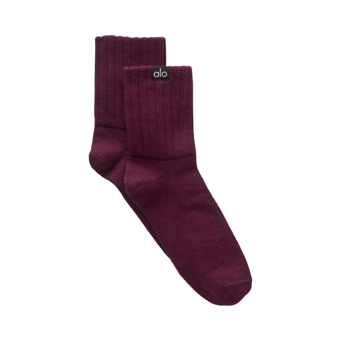A0838U Alo Yoga Unisex Half Crew Scrunch Sock Burgundy