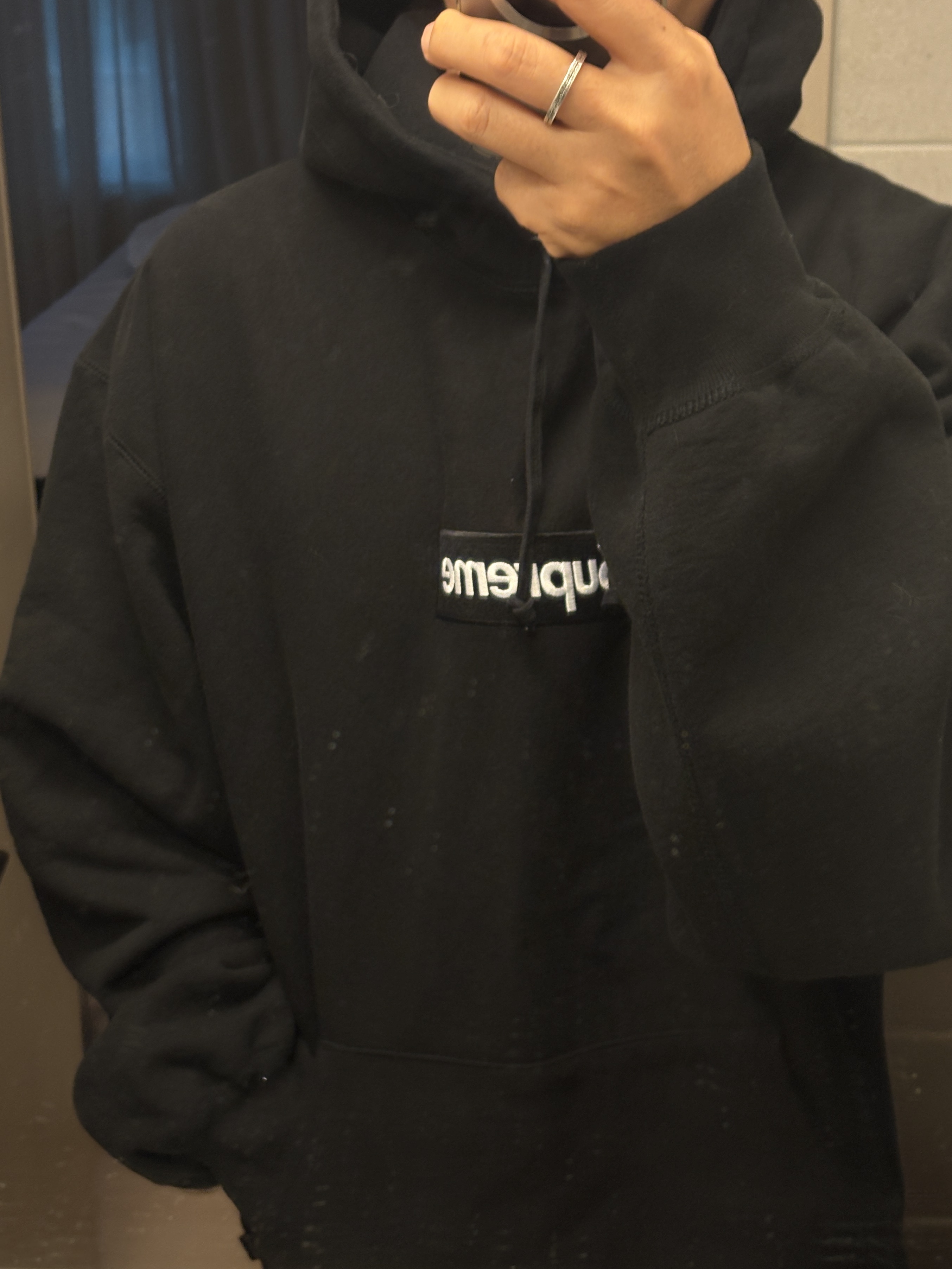 Supreme Box Logo Hooded Sweatshirt Black - 23FW 착용 스타일