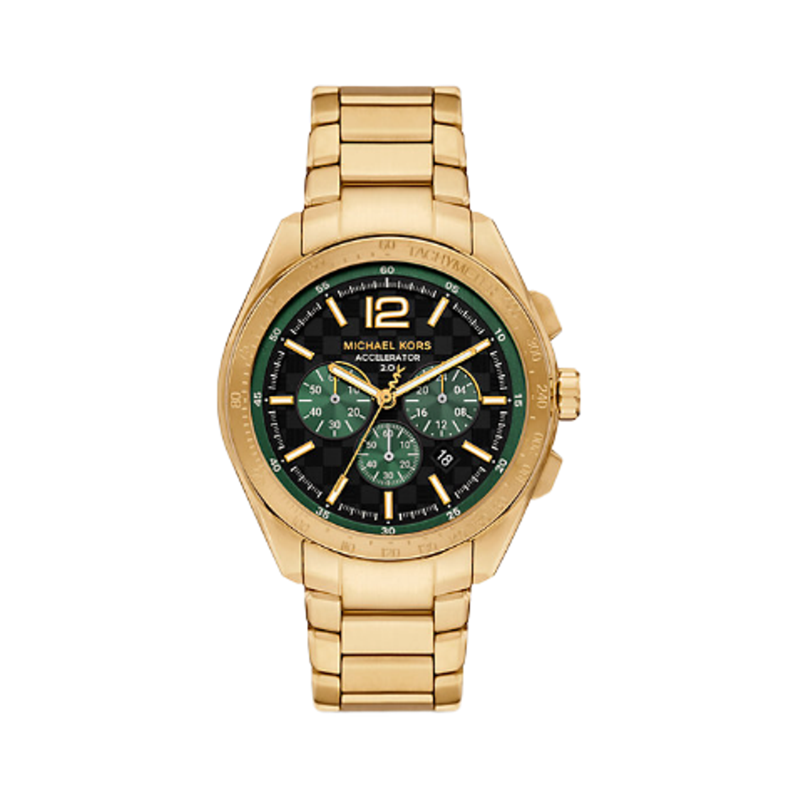 마이클 코어스 오버사이즈드 엑셀러레이터 2.0 쿼츠 크로노그래프 44mm 스테인리스 스틸 골드(Michael Kors Oversized Accelerator 2.0 Quartz Chronograph 44mm Stainless Steel Gold)