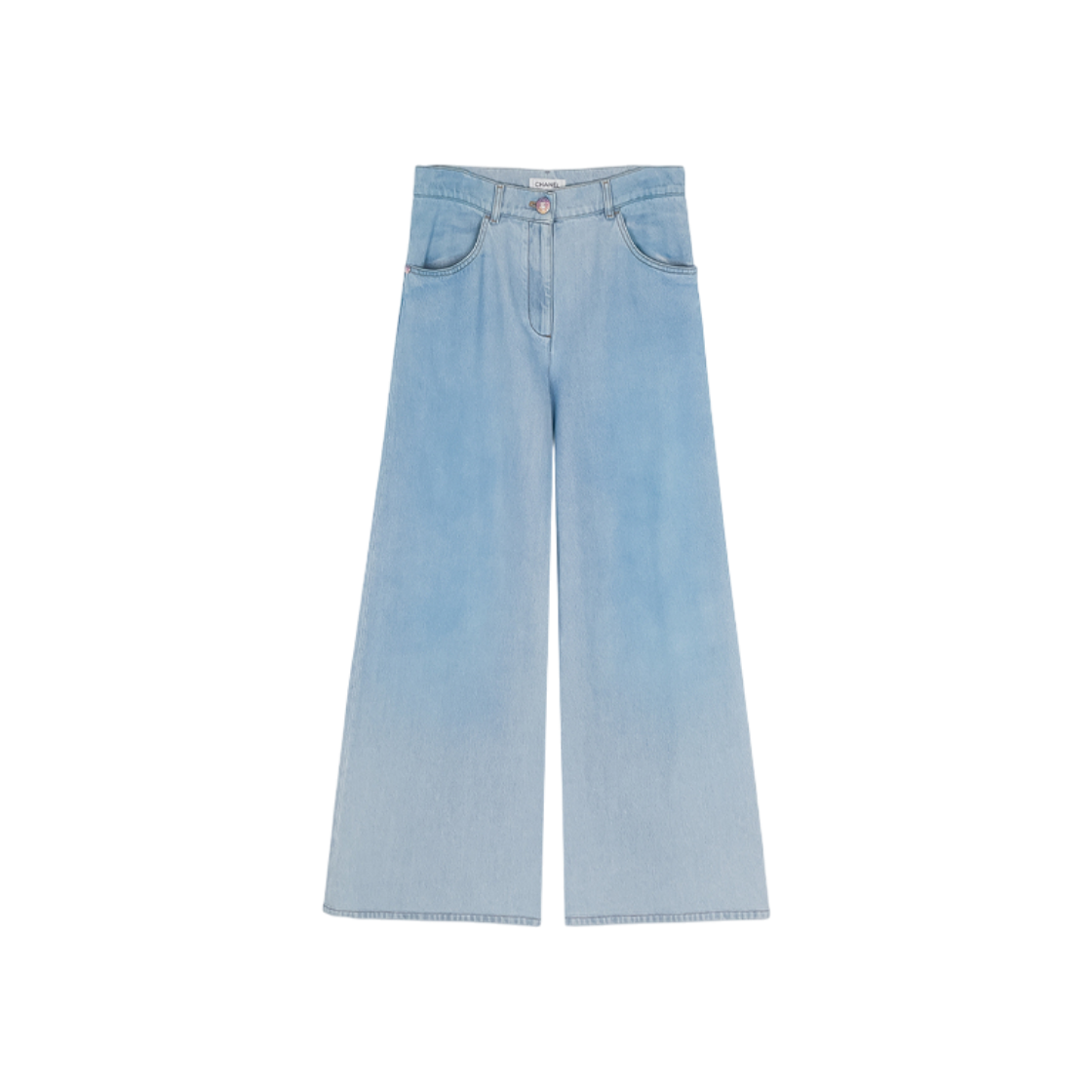 ITDJCJFGLO7F Chanel 24C Gradient Wash Wide Leg Denim Pants 40 Blue