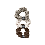 (W) Alo Yoga Fresh Mini Scrunchie Light Cocoa Bone Espresso (3 Pack)