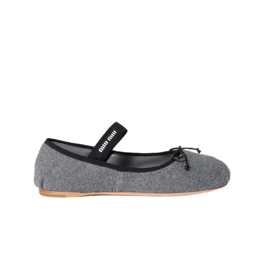 5F794D-3ZKQ-F0031 (W) Miu Miu Fleece Ballerinas Grey