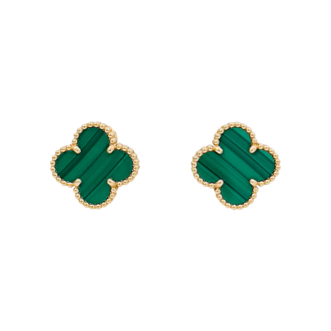 ITI6HDBUALV2 Van Cleef & Arpels Vintage Alhambra Earrings 18K Yellow Gold Malachite