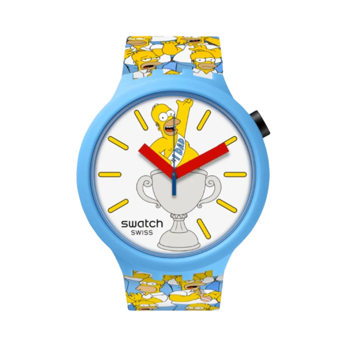 스와치 x 더 심슨 베스트. 대드. 에버. 47mm 쿼츠 블루(Swatch x The Simpsons Best. Dad. Ever. 47mm Quartz Blue)