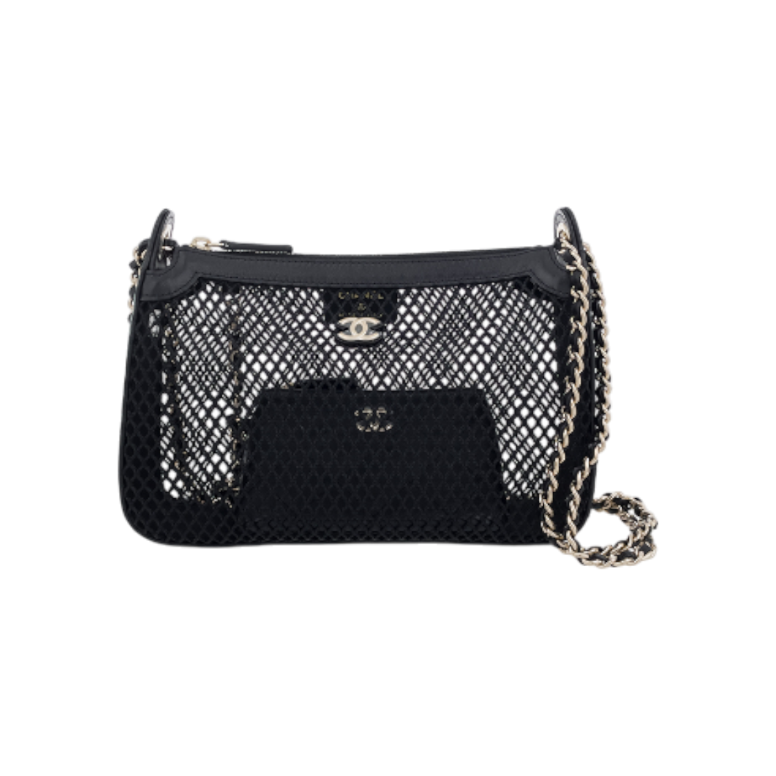 샤넬 네트 숄더백 블랙 샴페인골드 (5ET1400)(Chanel Net Shoulder Bag in Black with Champagne Gold) - 1