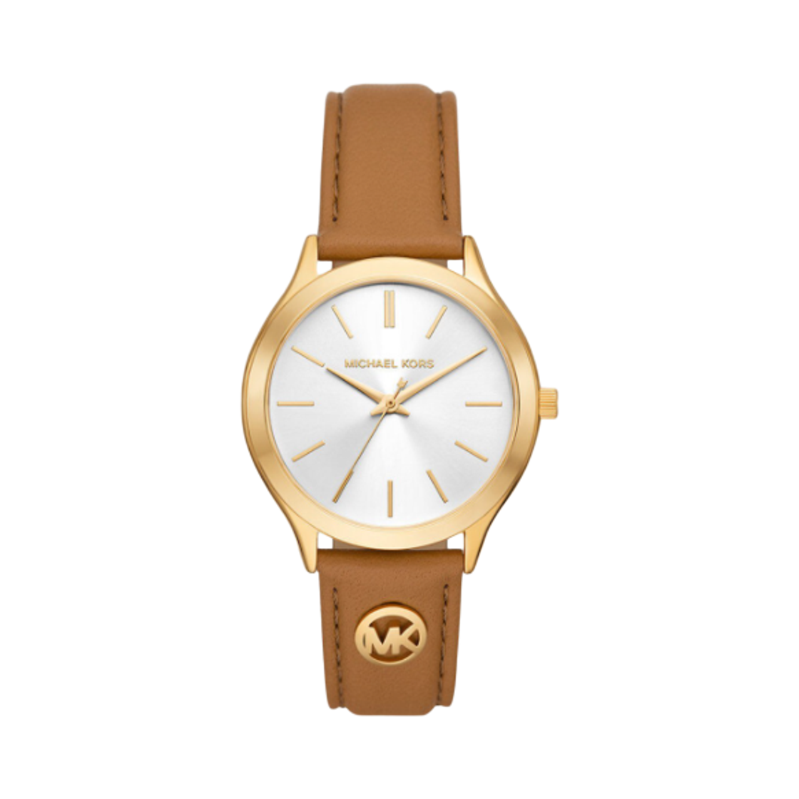 (W) 마이클 코어스 슬림 런웨이 쿼츠 쓰리핸드 38mm 레더 화이트((W) Michael Kors Slim Runway Quartz Three-Hand 38mm Leather White)
