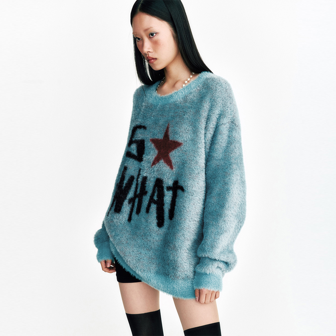 쎄르페 SO WHAT 헤어리 니트 스웨터 터키 블루(SSERPE So What Hairy Knit Sweater Turquoise) - 3