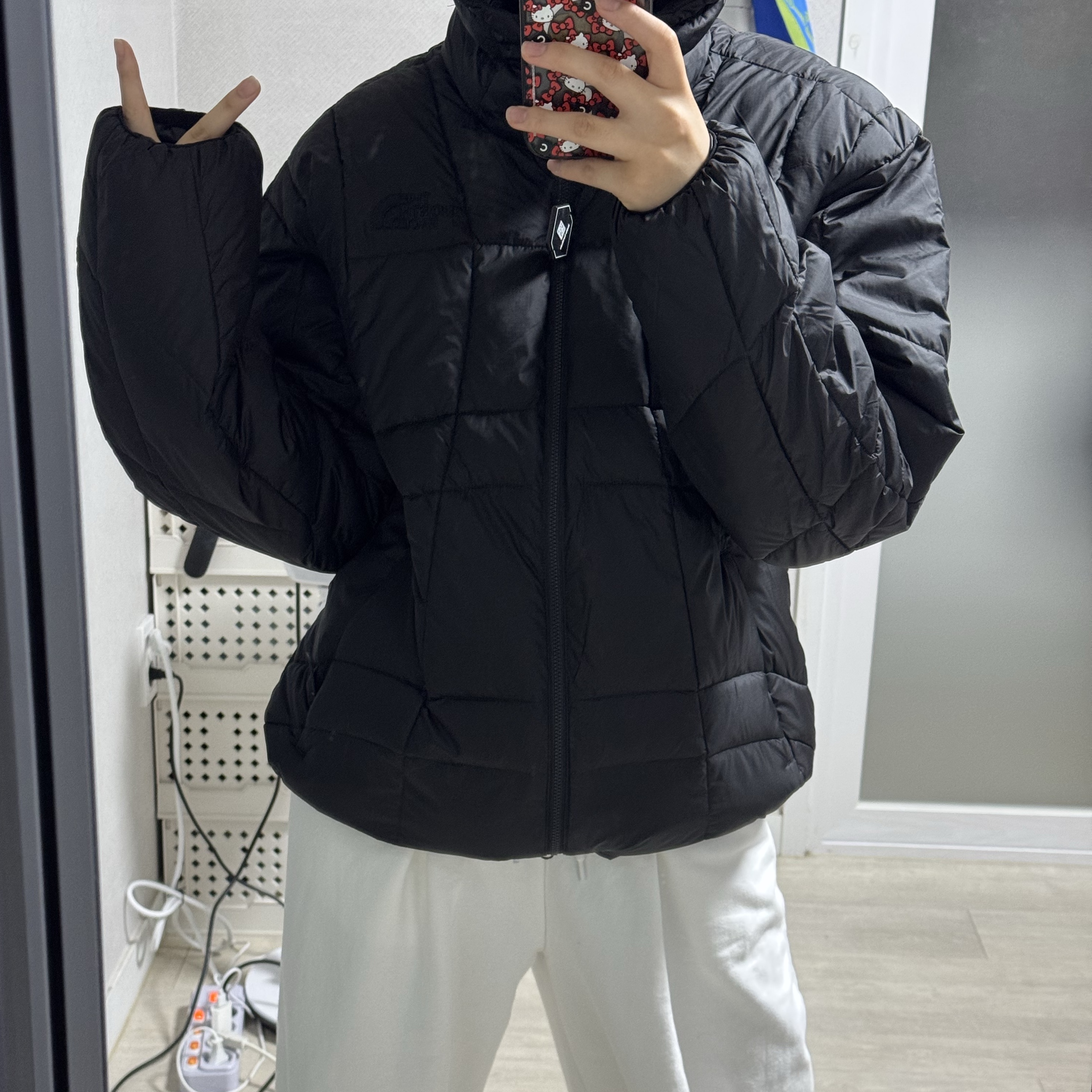 The North Face Wave LT On Jacket Black -25FW 착용 스타일 - 1