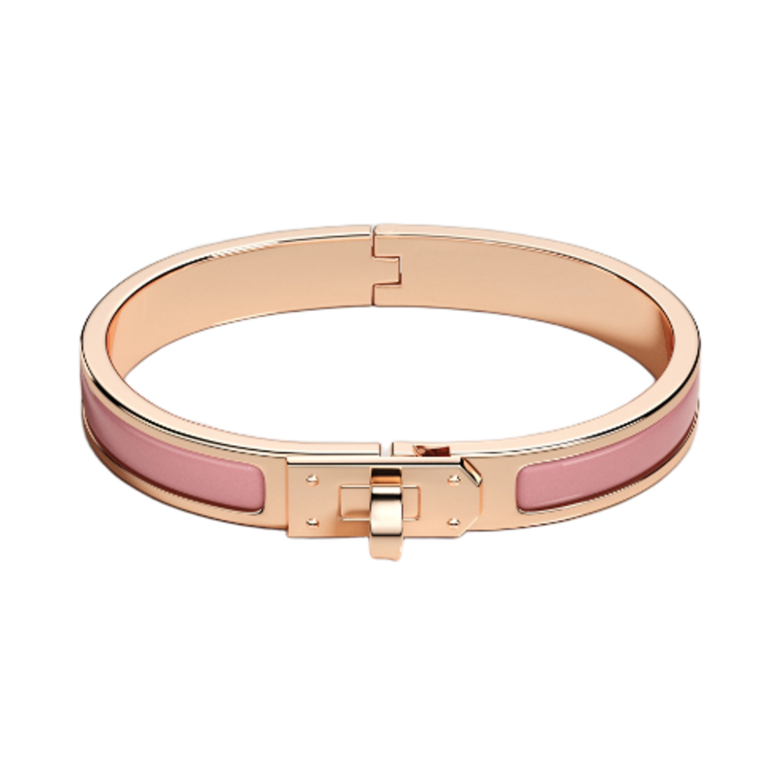 H200004FO2P (W) Hermes Mini Clic Kelly Bracelet Rose Gold & Rose Beaute