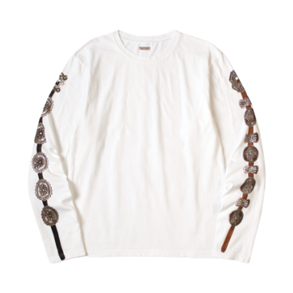 K2508LC008 Kapital 20/Cotton Cluron Concho Belt Sleeve T-Shirt White