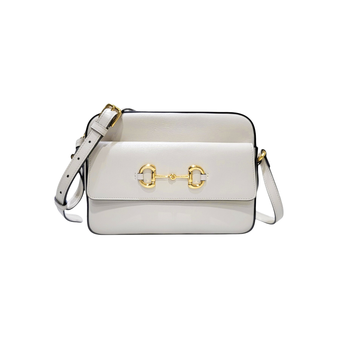 ITI4N8GOCKWI Gucci Horsebit 1955 White Leather Small Shoulder Bag