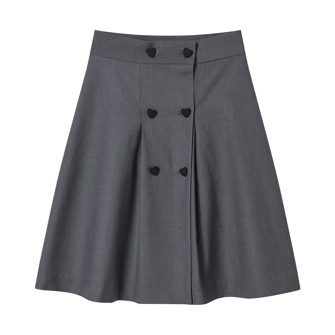 RG_25_FA2_SK_01 Rogin N Rosie Heart Double Button Point Skirt Charcoal