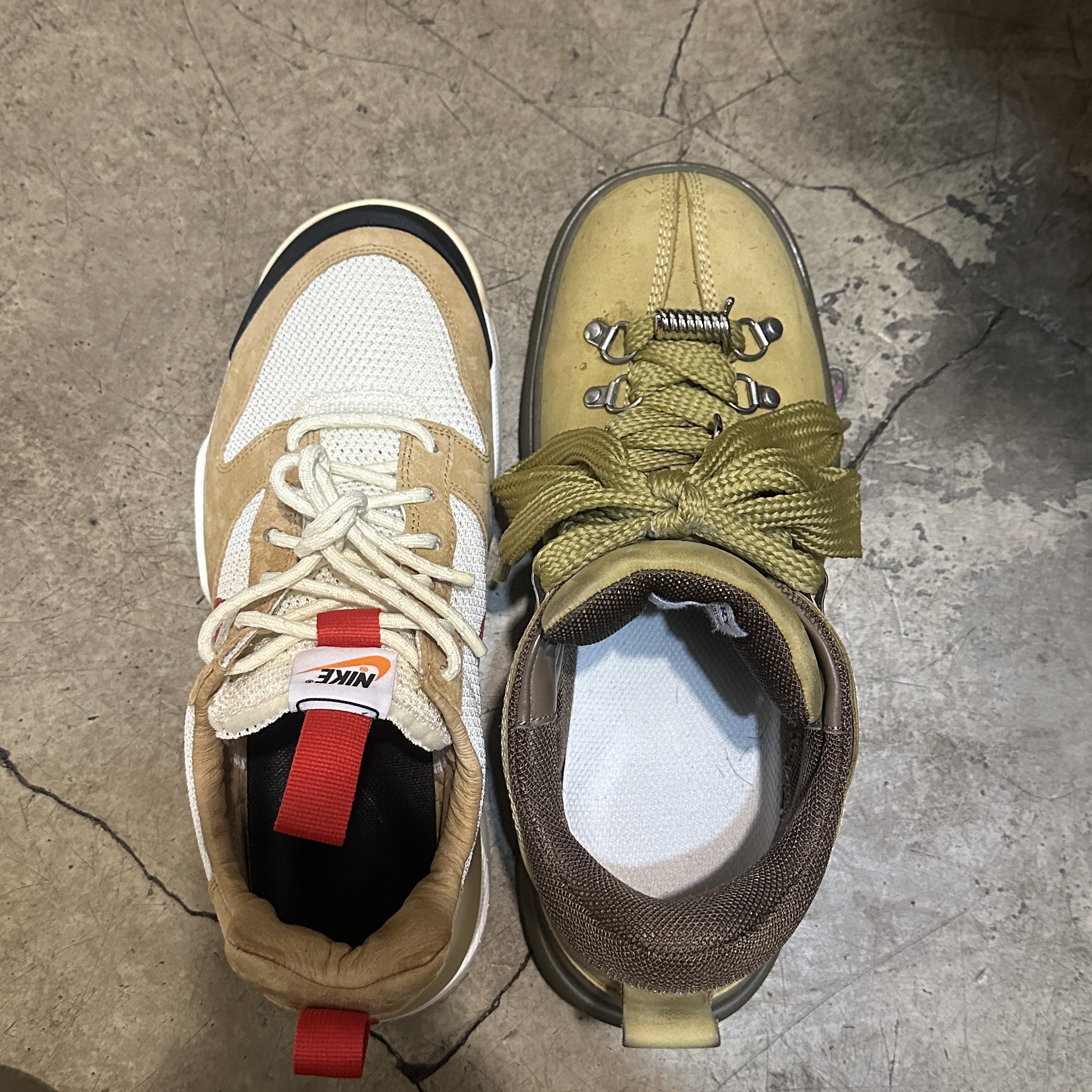 Nike x Tom Sachs Mars Yard Shoe 3.0 Space Camp, Undermycar x Nautica Damaged Hood Zip Up Beige - 25SS 착용 스타일 - 5