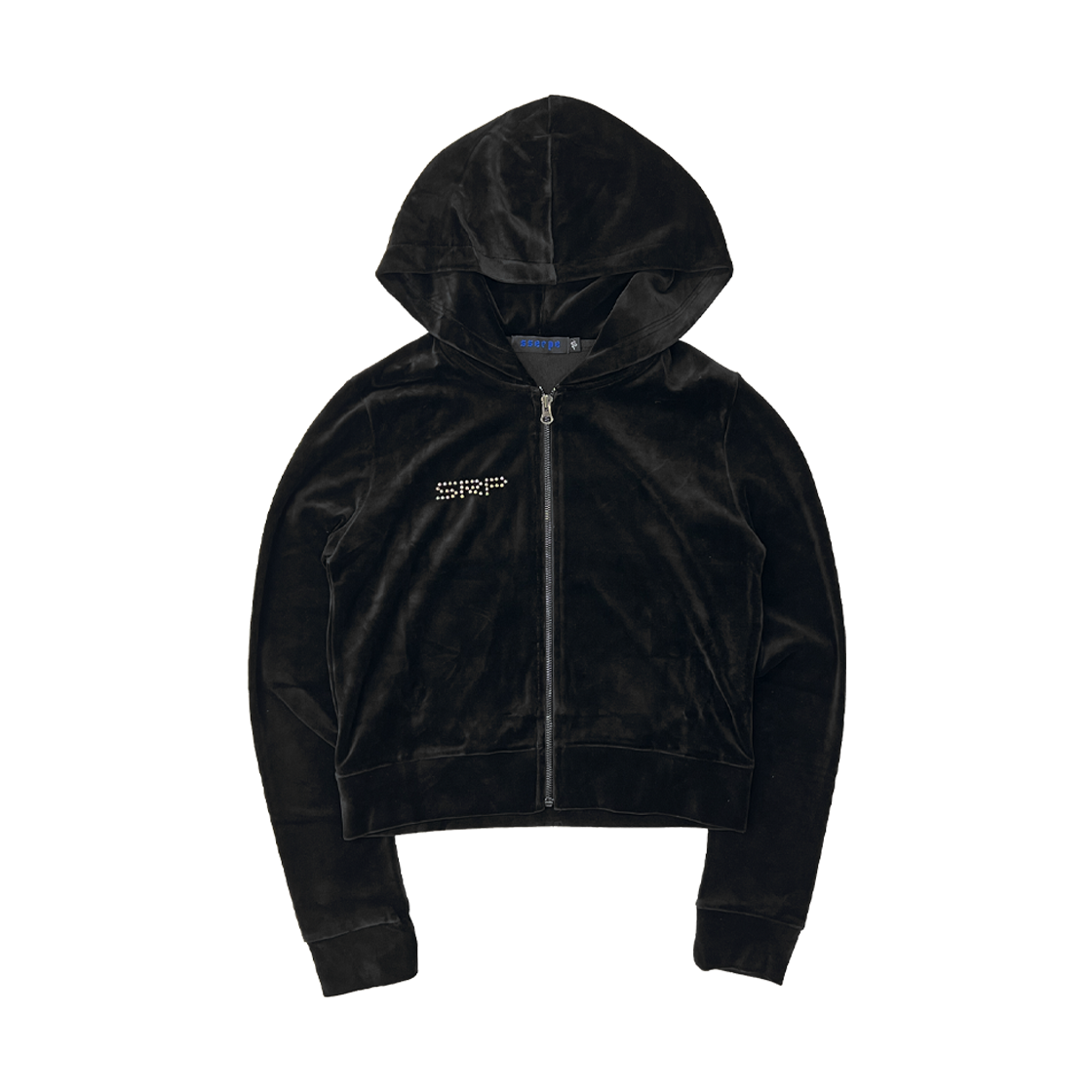 쎄르페 스터드 벨벳 크롭 후드집업 퓨마 블랙