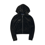 SSERPE Stud Velvet Crop Hoodie Zip Up Puma Black