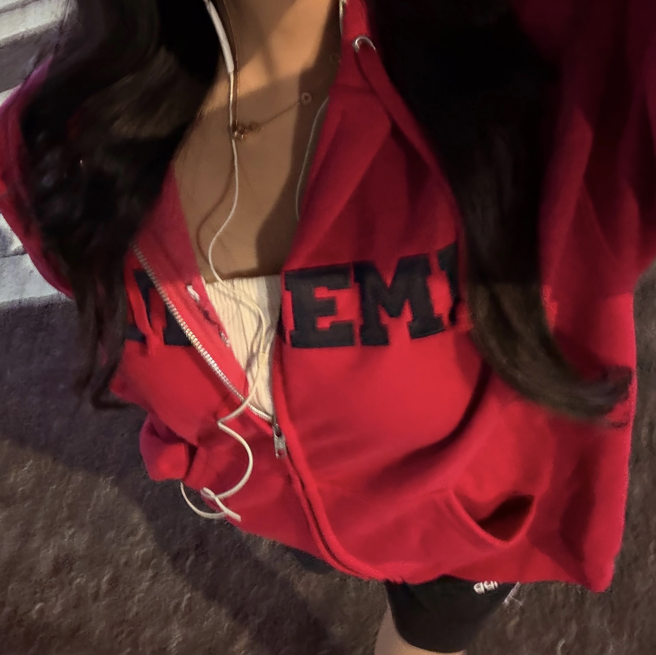Supreme Collegiate Applique Zip Up Hooded Sweatshirt Fuchsia - 25FW 착용 스타일