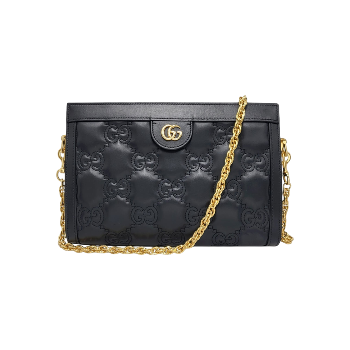 ITTKAV7THRW3 Gucci GG Marmont Black Leather Small Shoulder Bag