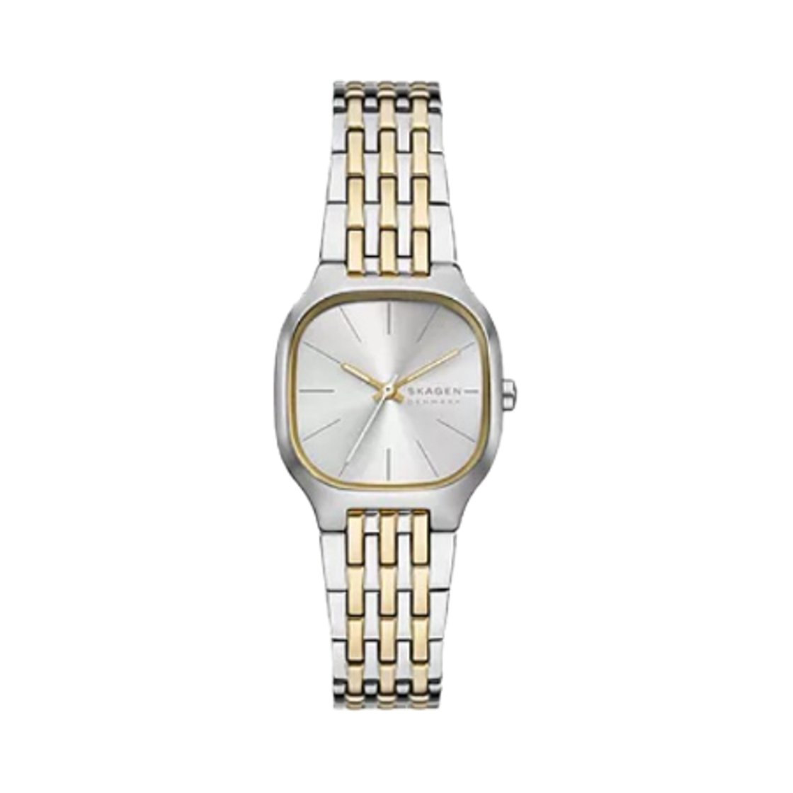 스카겐 멜렘 릴리 쿼츠 쓰리핸드 28mm 스테인리스 스틸 골드 실버(Skagen Mellem Lille Quartz Three-Hand 28mm Stainless Steel Gold Silver)
