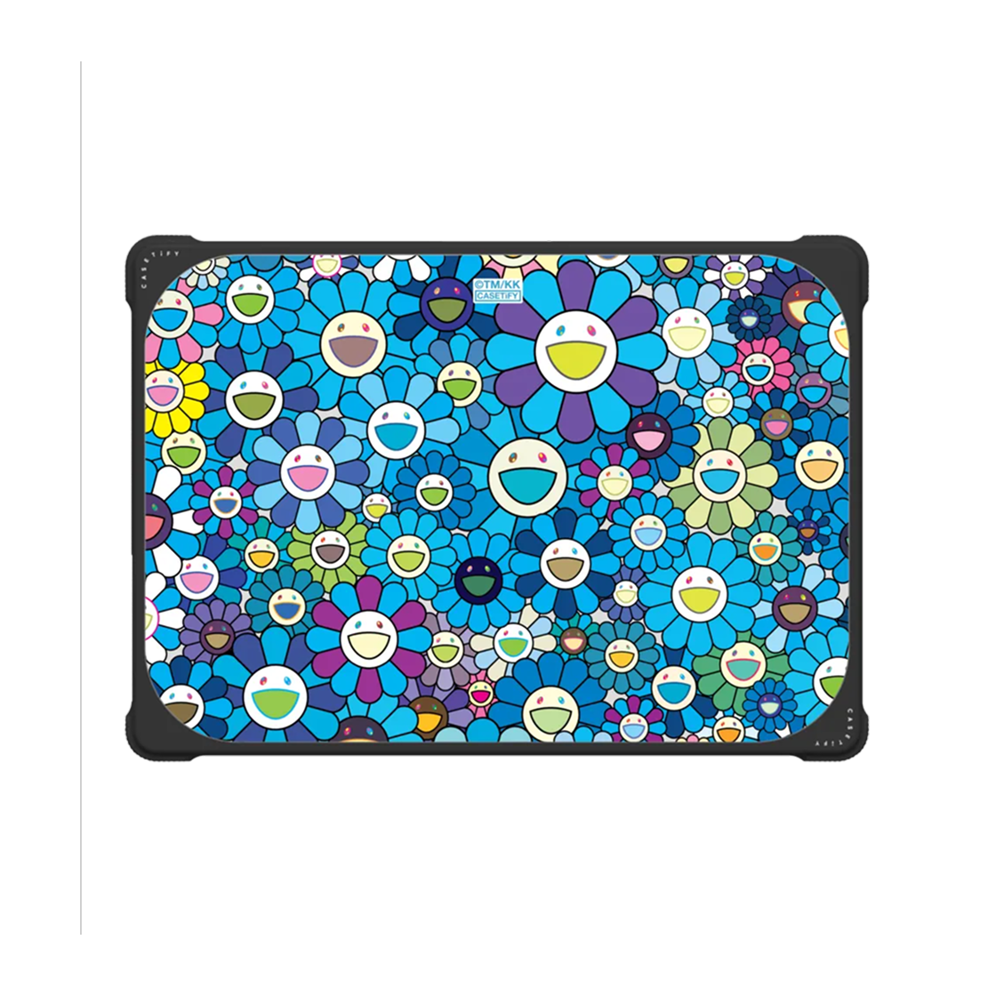 케이스티파이 x 무라카미 타카시 플라워 블룸 블루 맥북 바운스 케이스 블랙(Casetify x Murakami Takashi Flowers Bloom Blue MacBook Bounce Case Black)