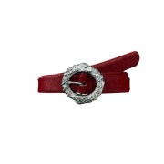 Undermycar 25FW Ouroboros Loop Buckle Calf Hair Leather Belt Red