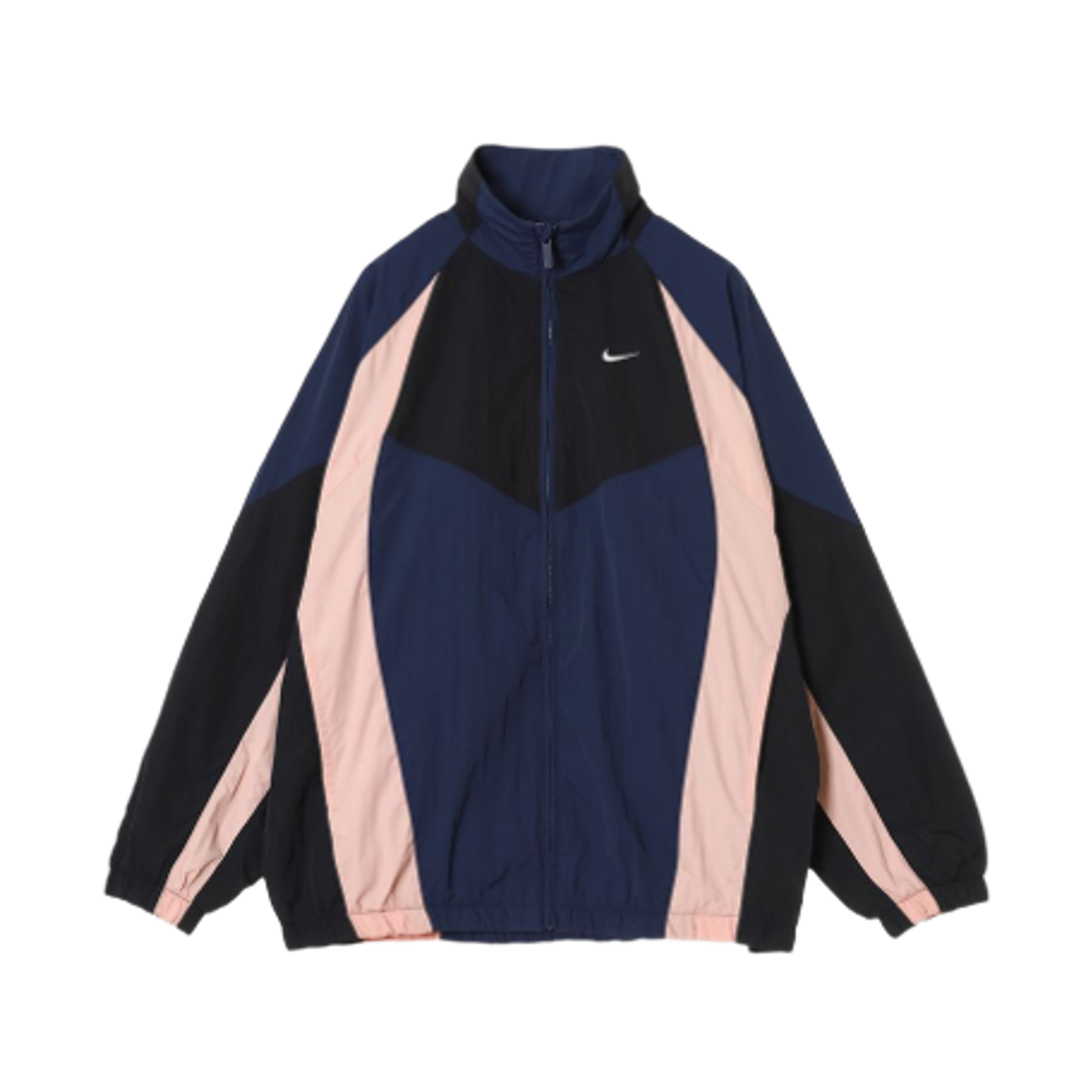 (W) 나이키 NSW 오버사이즈 트랙 자켓 미드나잇 네이비 블랙 - 아시아((W) Nike NSW Oversized Track Jacket Midnight Navy Black - Asia)